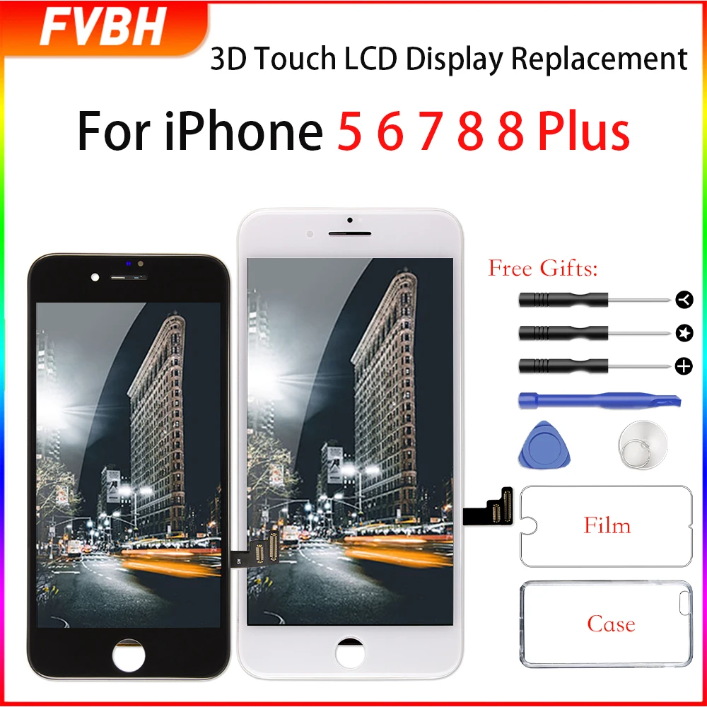 Класс AAA + Замена дисплея для iPhone 8 Plus LCD 3D сенсорный дигитайзер сборка экрана 6s 7