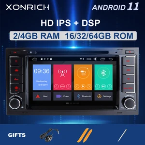 Автомобильный DVD-плеер 2 Din, 4 Гб + 64 ГБ, Android 11, для VW Volkswagen Touareg, Transporter T5, GPS-навигация, Bluetooth, аудио, Carplay