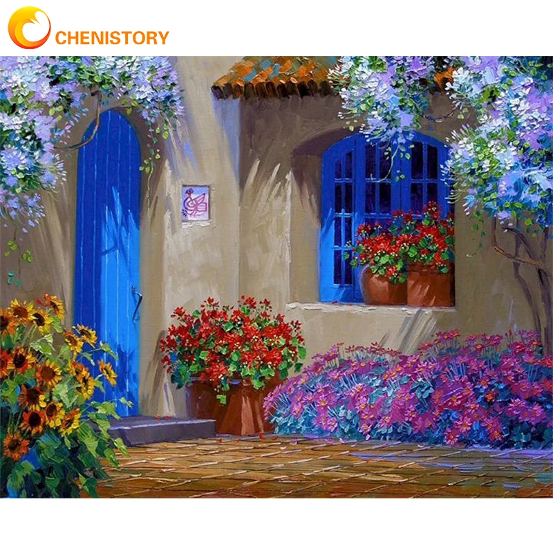 

CHENISTORY DIY Paint By Numbers Scenery Oil Painting By Numbers On Canvas With Frame Handmade For Adult Kits Gift Home Decor Art