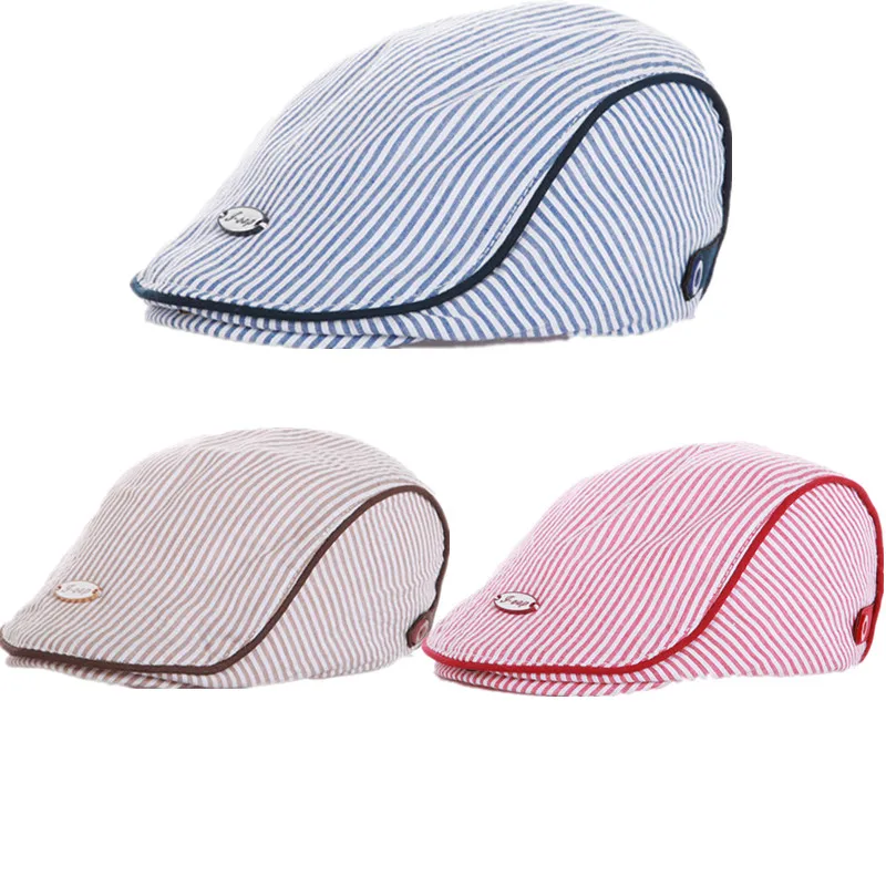 

4 Types Children's Berets Cotton Baby Printed Stripe Peaked Cap Boys And Girls Accessories