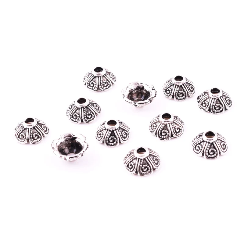 30 шт. тибетский серебряный цветочный Шарм бусины наконечники ювелирных изделий