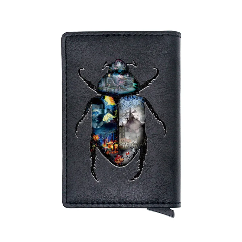 

Classic Scarab Design Digital Printing Leather Card Holder Wallet Men Women Credit Card Package Mini Short Purse Gift