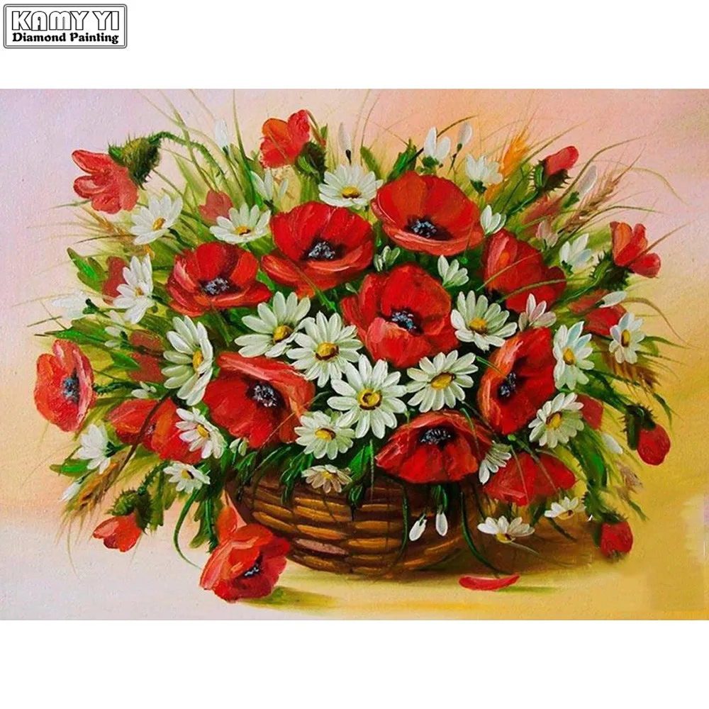 Набор для вышивки крестом DIY Алмазная Вышивка ромашка Маки Полная