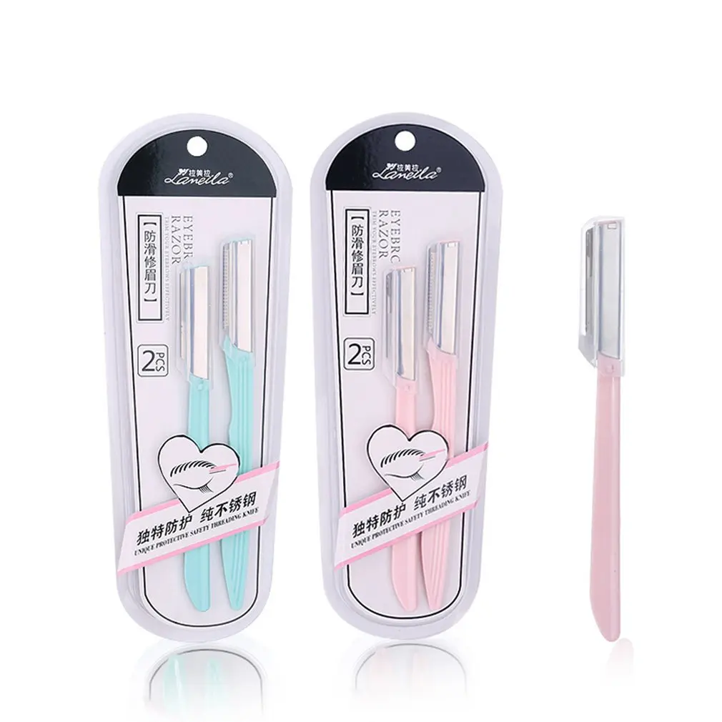 Pull Портативный бровей формовочный нож Нержавеющая сталь выскабливание Ножи