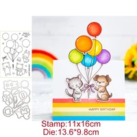 fox rabbit bear holding balloons new arrivals 2021 metal cutting dies and clear stamps for paper making stamp set embossing