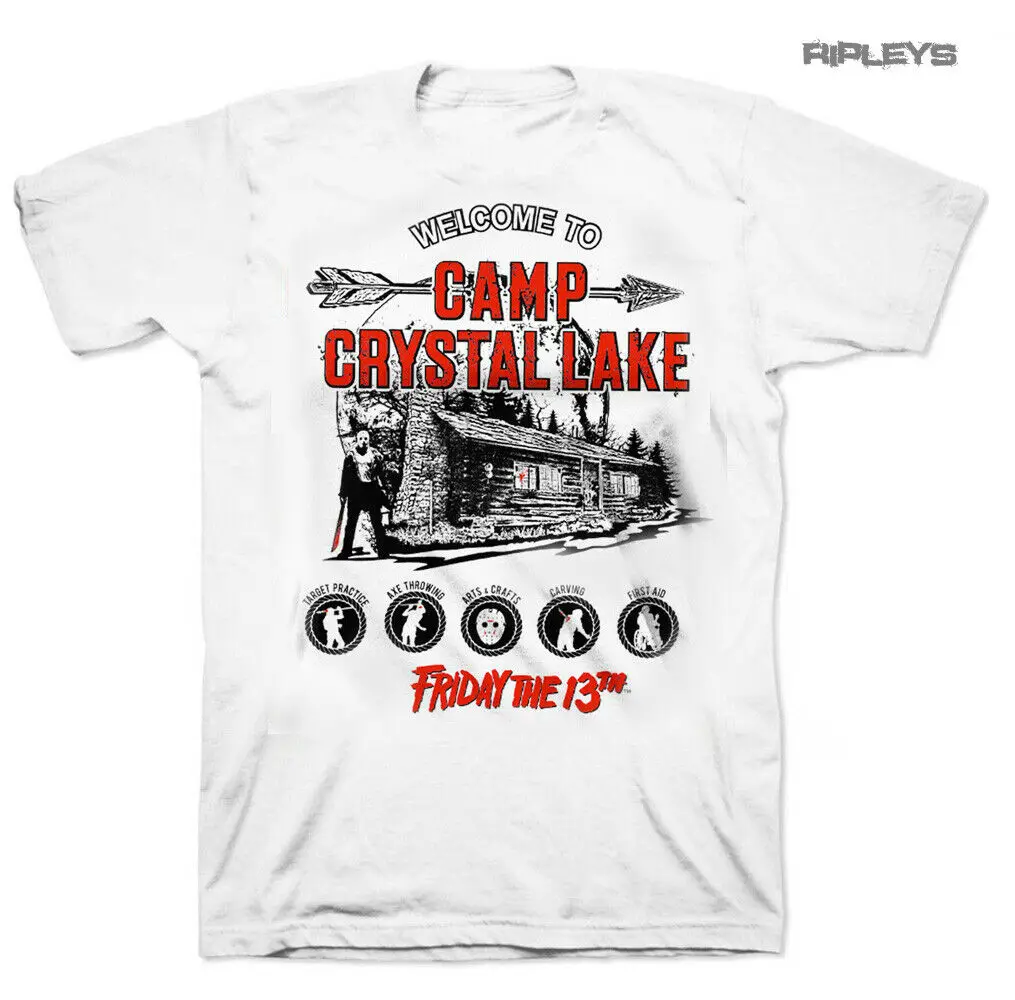 Официальная белая футболка Friday 13Th Slasher Horror Camp Crystal Lake все размеры
