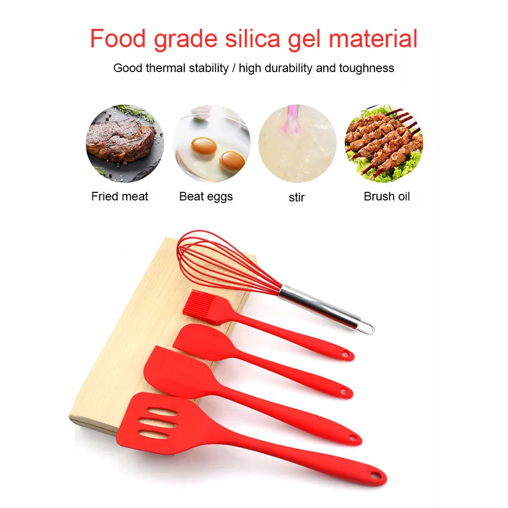 Набор силиконовой посуды 6 шт. с деревянной ручкой|Наборы кухонных инструментов| |