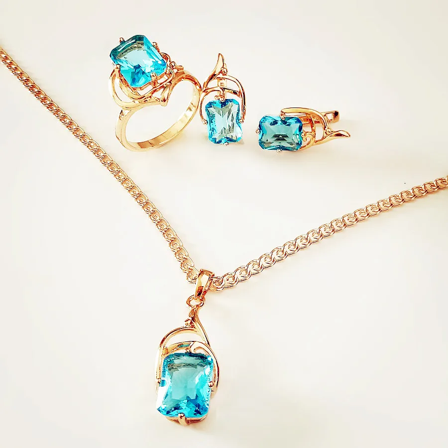 Модная новинка ювелирное изделие набор 585 розовое золото цвет для женщин
