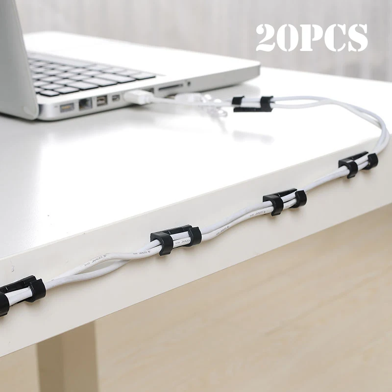 20pcs Finisher Wire Clamp Organizer Cable Clip Buckle Clips Ties Fixer Fastener Holder Data Telephone Line Usb Organize | Обустройство