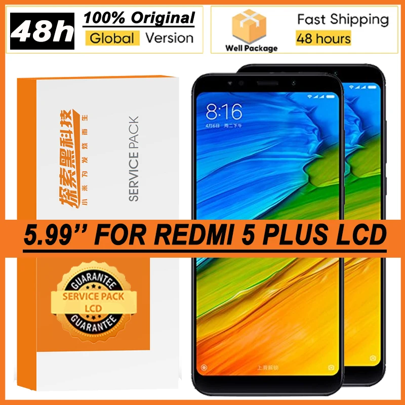 100% Оригинальный IPS дисплей 5 99 дюйма с рамкой для XiaoMi Redmi Plus ЖК-дисплей сенсорным