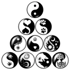 Черные рисунки taijibagua, 10 шт., Смешанные Круглые Стеклянные Кабошоны 12 мм16 мм18 мм25 мм, демонстрационная фурнитура ZB0385