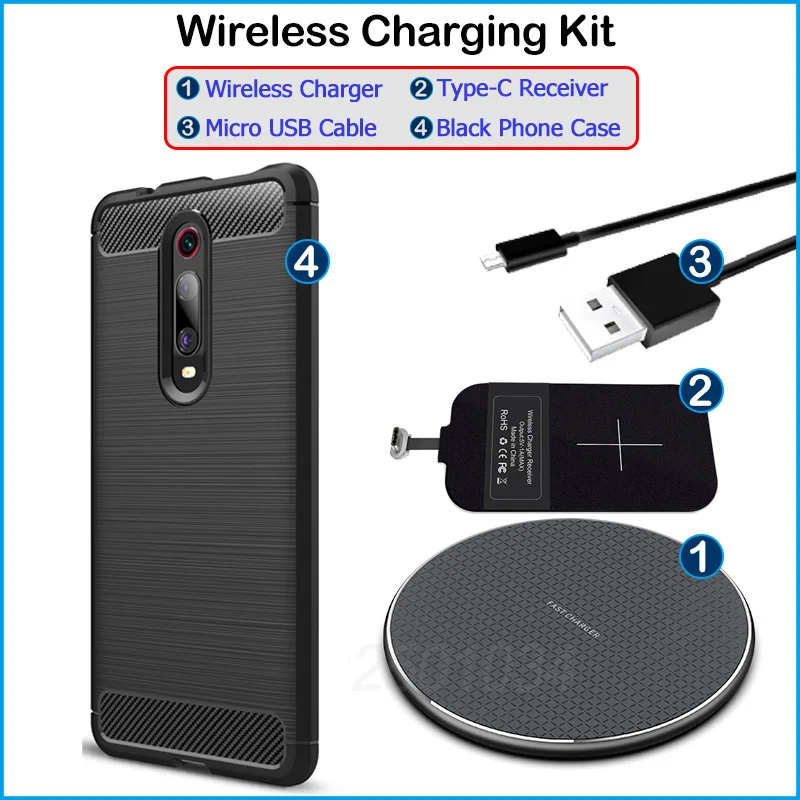 qi wireless charger install type c receiver for xiaomi mi 9t9t proredmi k20k20 pro enjoy wireless charging gift case free global shipping