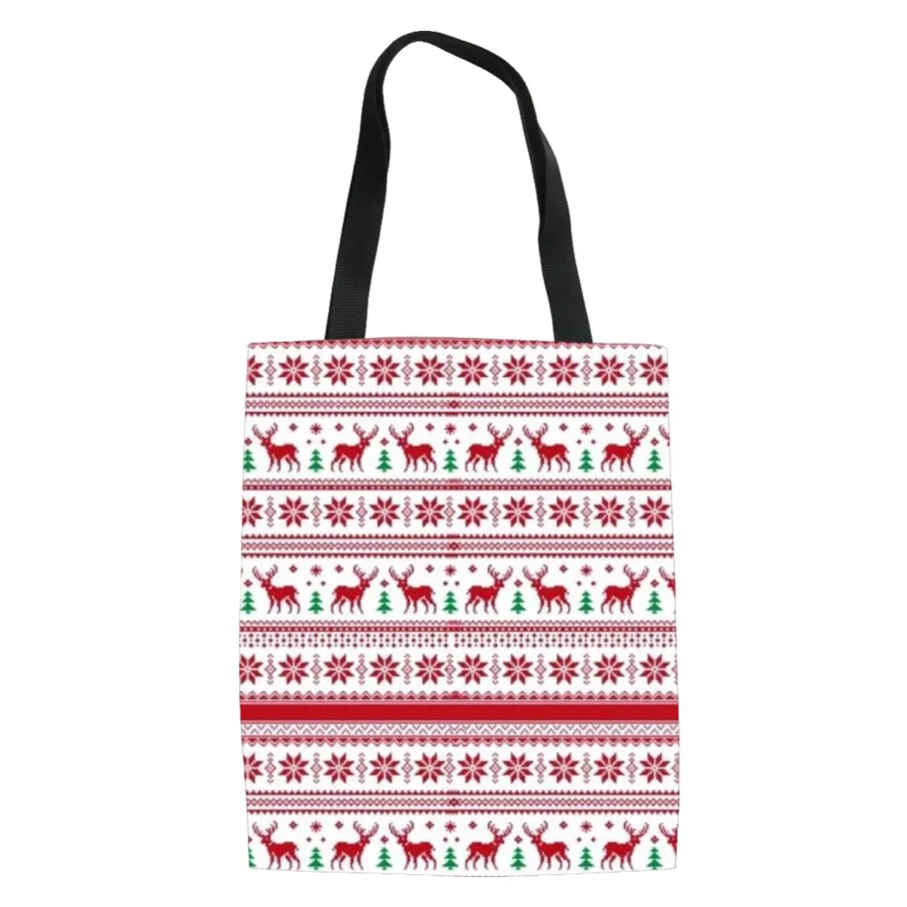 

Noisydesigns Women Canvas Shopping Bags Christmas Red Handmade Ladies Tote Shoulder Female Handbag Large Capacity Shopper Bolsas