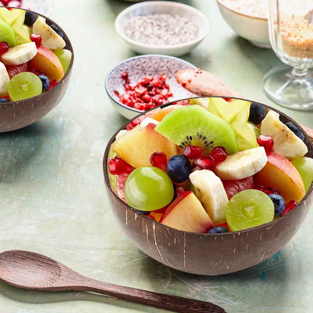 Естественный чашка в виде кокоса ложка комплект Творческий скорлупы кокосового