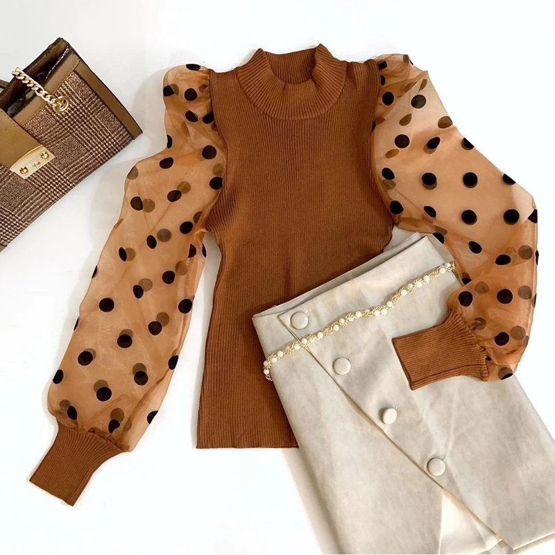 Сексуальная трикотажная футболка Топы сетчатая прозрачная строчка рукав