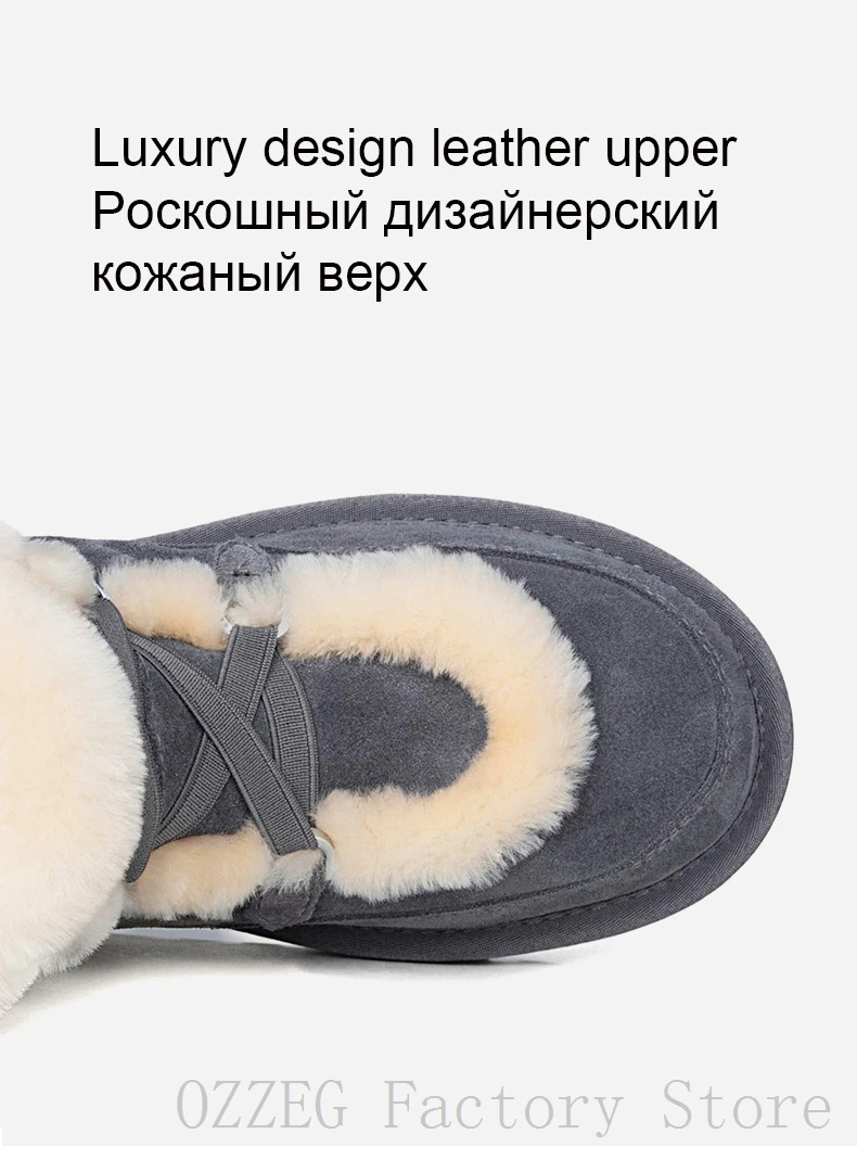 OZZEG/Роскошные брендовые дизайнерские зимние ботинки женская австралийская подкладка из натуральной овечьей шерсти зимняя обувь из натуральной кожи с мехом женская обувь наивысшего качества