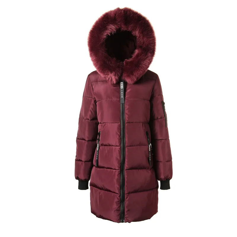 

Winter Women's Parkas Slim And Thickened Cotton Padded Jacket Big Wool Collar Cotton Padded Clothes Winter Coat