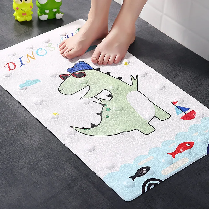 1 pc bathroom shower mat with suction cups baby safety bath non slip mat cartoon animal pu massage pads waterproof toilet carpet free global shipping