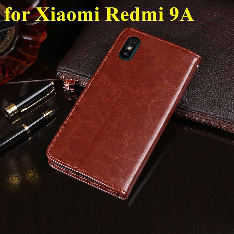Чехол с держателем для карт Xiaomi Redmi 9 Prime красный mi 9A 9C кожаный чехол защитой от
