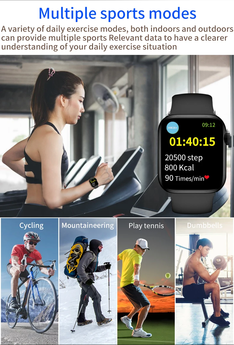 

Original HW26+ Smart Watch Series 6 1.75 Inch HD Screen Bluetooth Call DIY Watch Faces Smart Watch Fitness Clock For Androis IOS