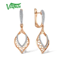 vistoso 14k 585 rose gold earrings for lady glamorous elegant sparkling diamond earrings luxury wedding engagement fine jewelry