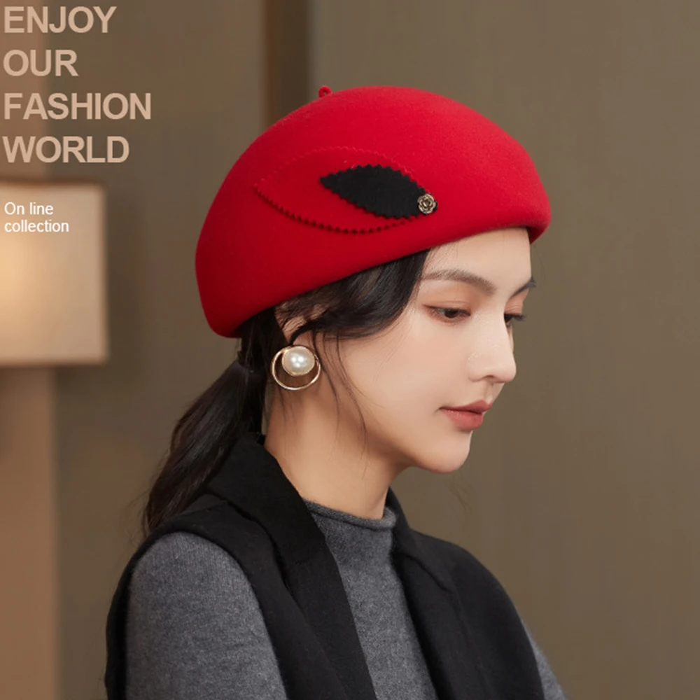 Женская фетровая шляпа FS осенне-зимняя шляпа-купол с листьями | Аксессуары для