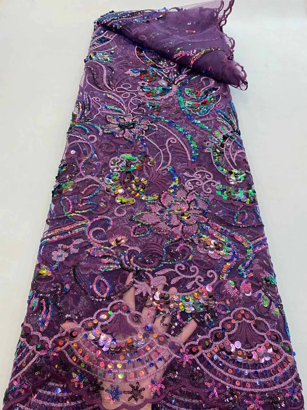 

Hot Sale Multicolor African Mesh Lace Fabric Velvet Flannel Sequins Embroidery Craft Sewing Designer Party Wedding Dress 5 Yards