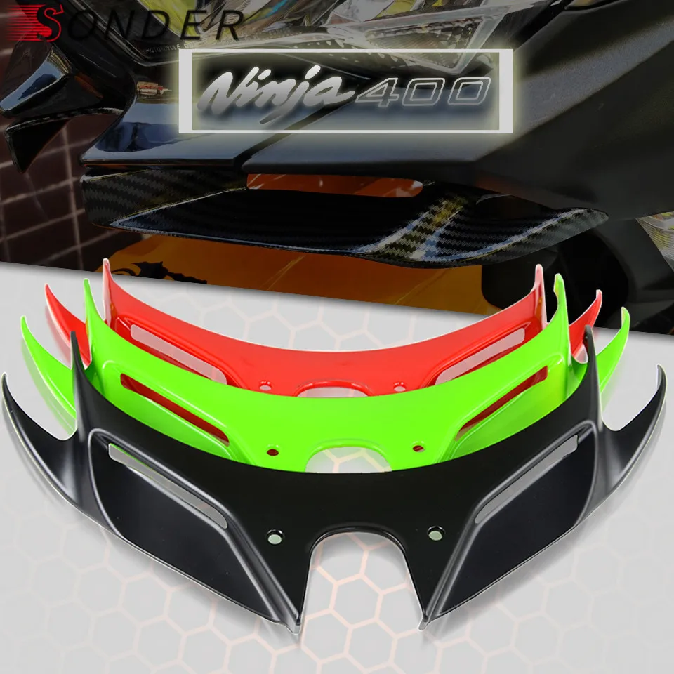 Motorcycle Carbon Front Fairing Pneumatic Winglets Tip Wing Protector Shell ABS Plastic Cover For Kawasaki Ninja 400 2018 2019 | Автомобили