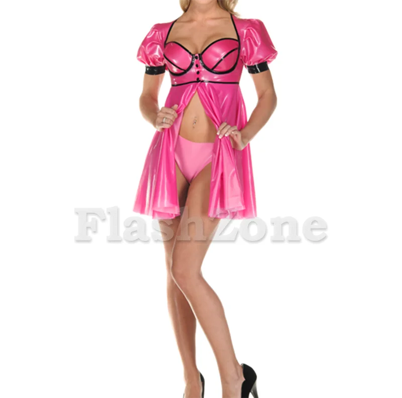 Бесплатная Доставка! Женское сексуальное модное латексное платье с пышными