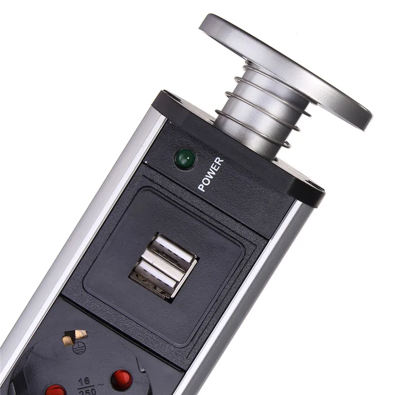Выдвижная розетка европейского стандарта с 2 USB-портами для зарядки настольные 1 8