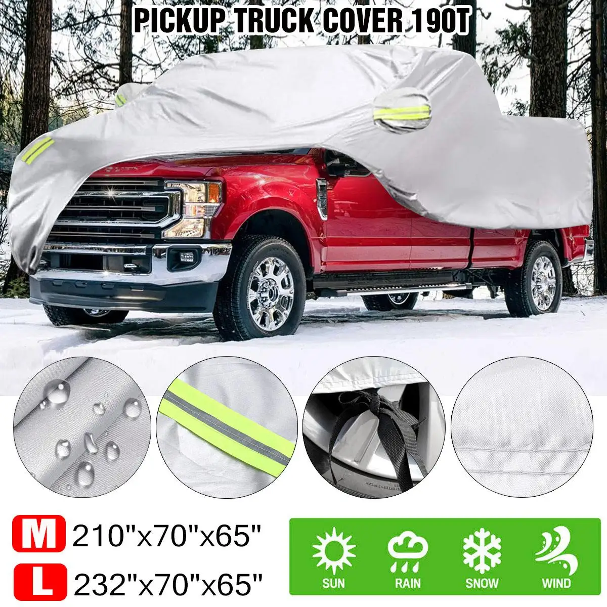 190T Полное покрытие автомобиля для пикапа Водонепроницаемый и устойчивая к
