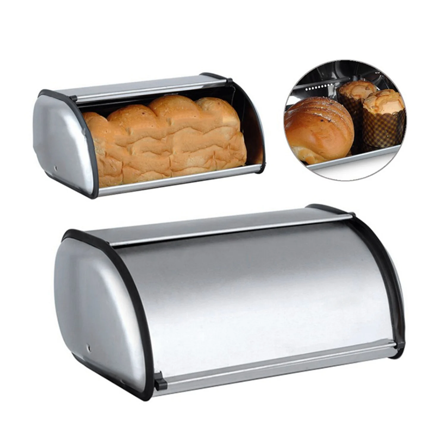 Botique-Stainless Steel Durable Simple Bread Case Breadbox Storage Box For Hotel Store Home Mirror Material 1P | Дом и сад
