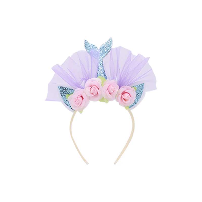 Headband Новинка года; платье русалки для маленьких девочек; платье принцессы «Русалочка Ариэль» для девочек; маскарадные костюмы для детей; комплекты одежды для детей - Цвет: Headband