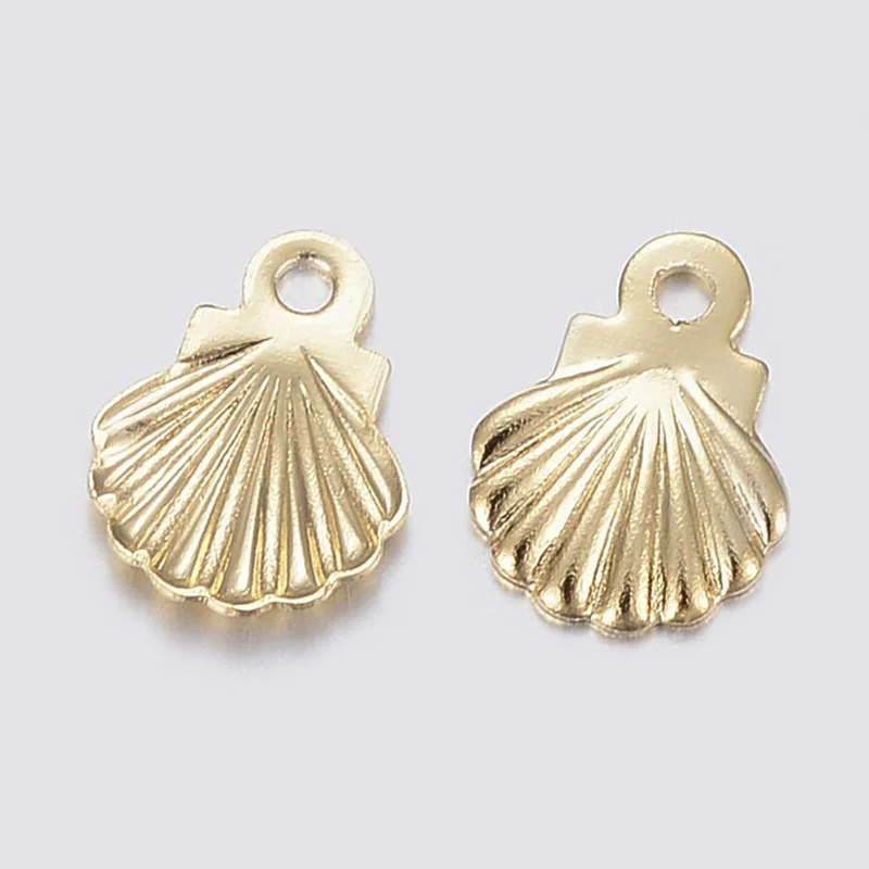 

100pcs Small Mini Shell 304 Stainless Steel Charms Pendant for Jewelry Making DIY Bracelet Necklace Accessories 7.5x5.5x0.8mm