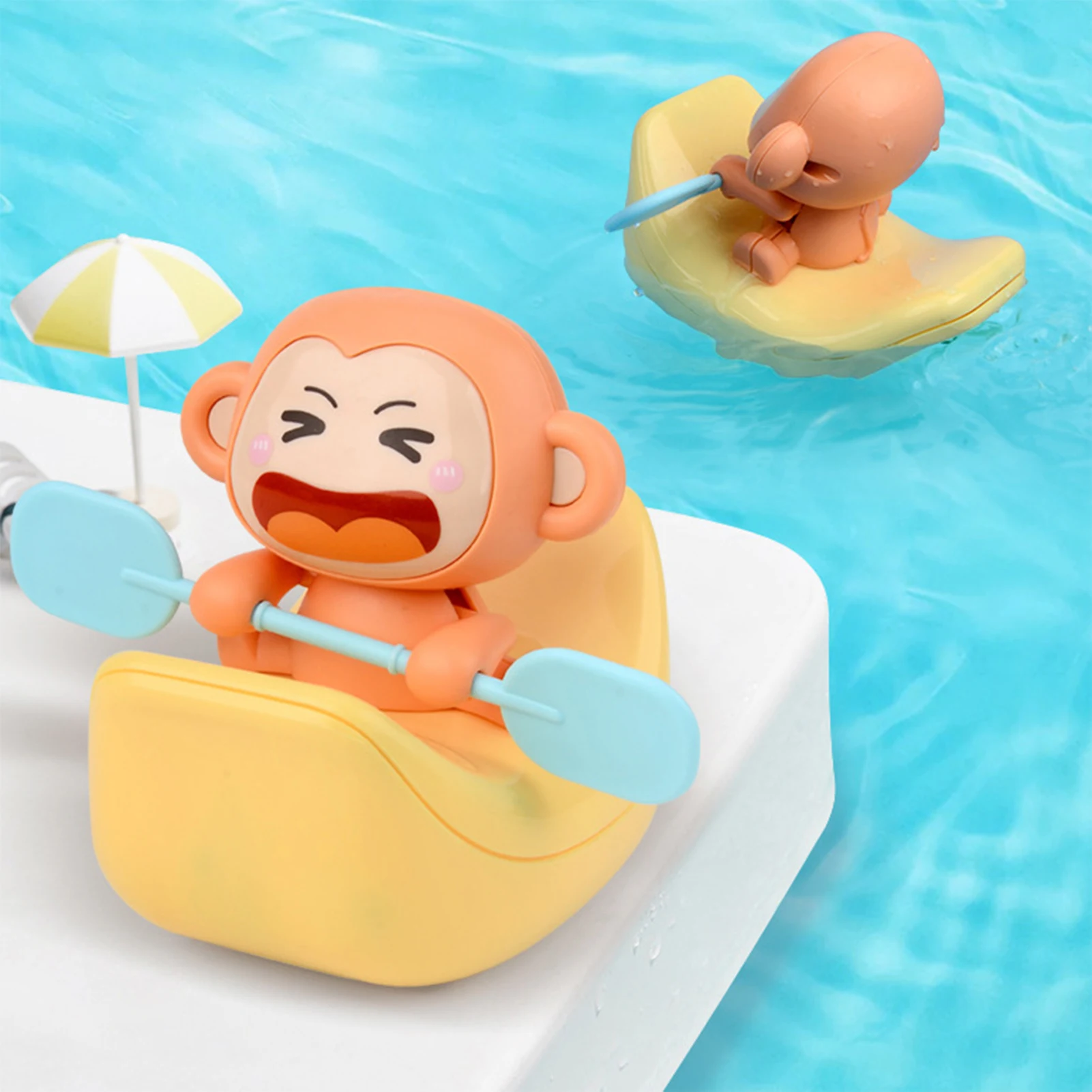 

Bath Toys Naughty Lovely Yellow Monkey Electric Banana Kayak Cute Bathroom Splashing Bathtub Toy Funny Water Playing Doll