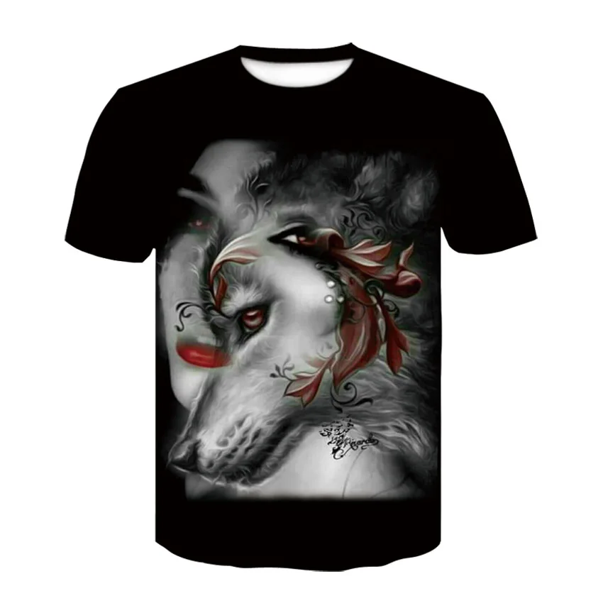 

Men's New Summer Personalized T-Shirt Wolf Print T Shirt Men 3D Tshirt Novelty Animal Tops T-Shirts Male Short Sleeve Tees