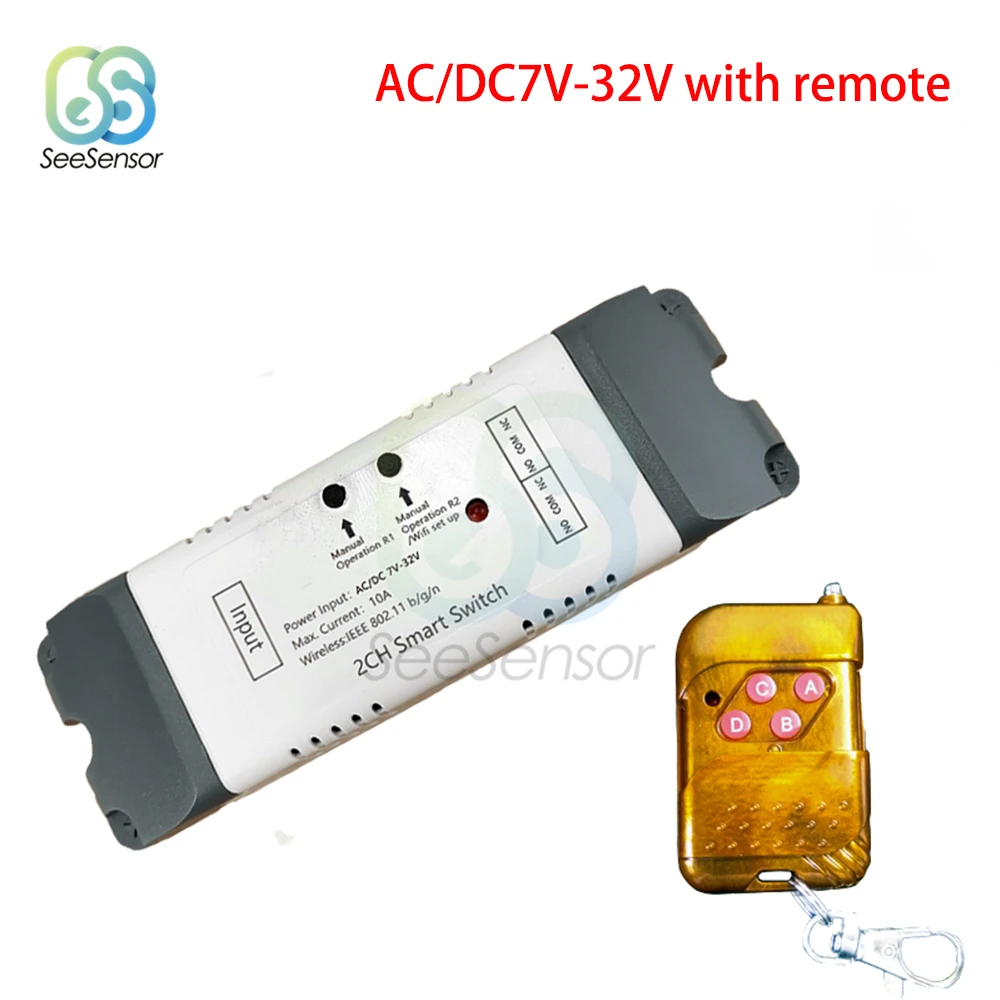 AC85V-250V AC/DC7V-32V 2 Wifi реле канала модуль Smart WiFi дистанционное управление беспроводной