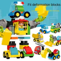 49pcs diy excavator crane transform robot car building blocks set construction engineering vehicle children toy gift for kids