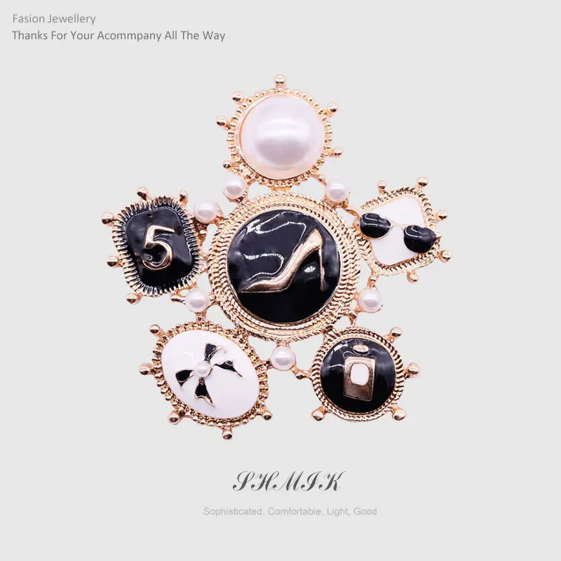 Модные новые брендовые дизайнерские женские туфли с брошь дизайном девочка на