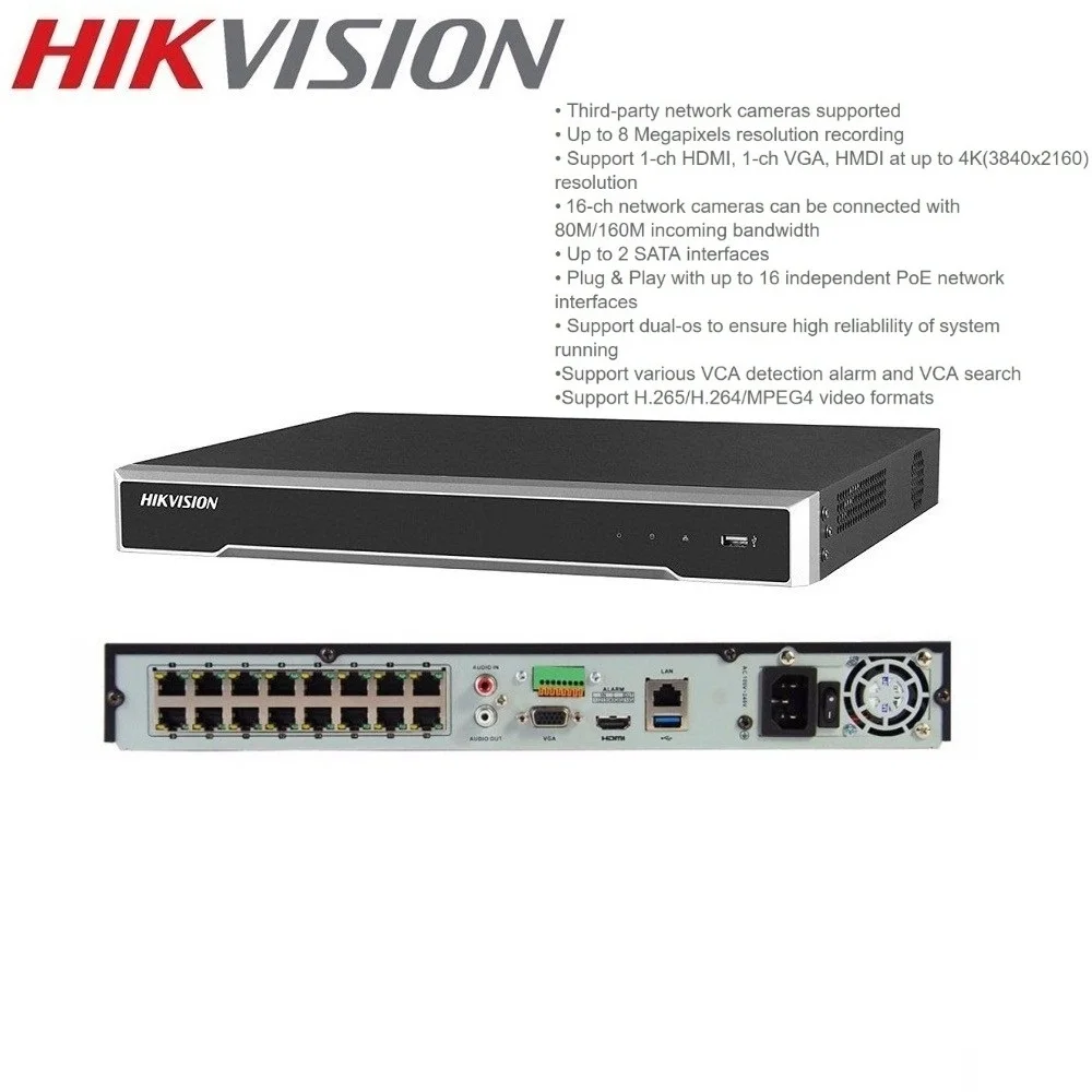 4K Netwerk Hikvision 16 Kanalen Poe NVR Video Surveillance Met 8 Pcs Ip Camera Beveiliging Nachtzicht Cctv Security systeem Kit