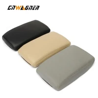 luxury leather car armrest latch cover for audi a6 c6 2005 2011 center console arm rest storage box lid cover auto accessories