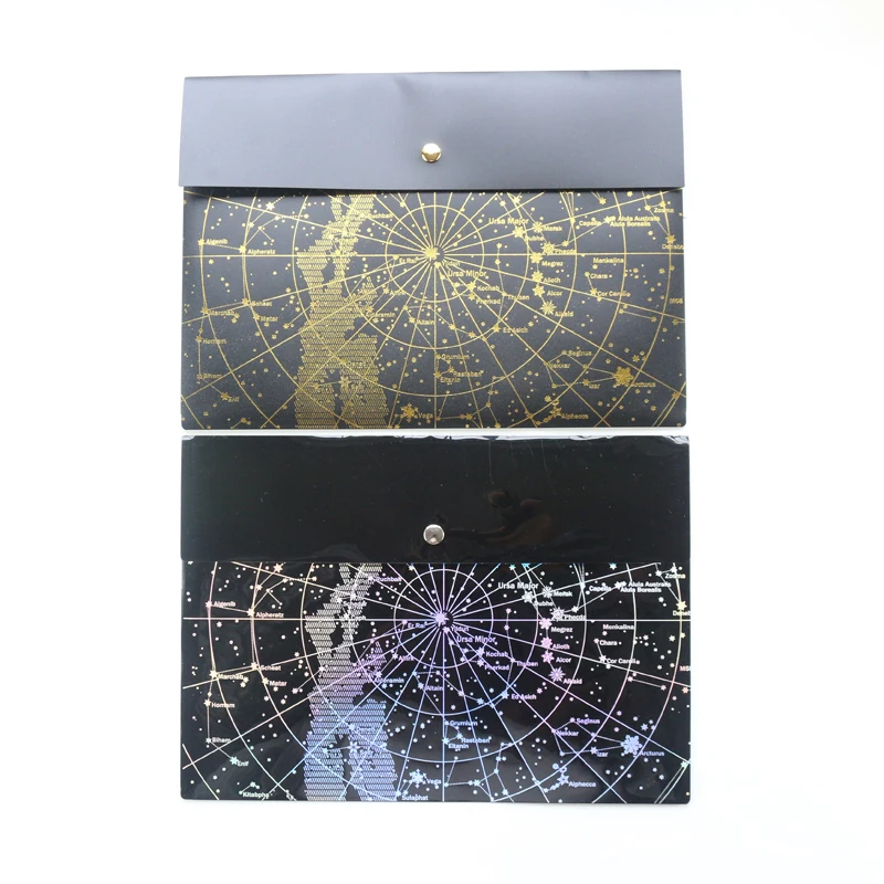 Вместительный золотистый/серебристый Органайзер Domikee A4 из фольги с рисунком