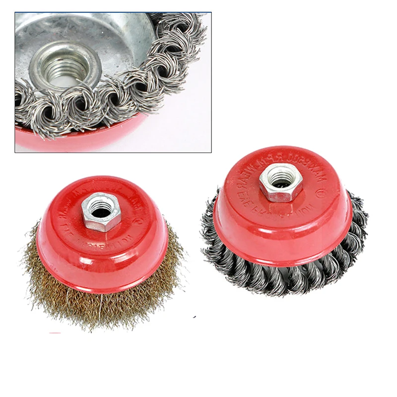 

1pcs Silver Cup Wheel Brush 4\\\" 100mm Stainless Steel Wire Polishing Tool Parts