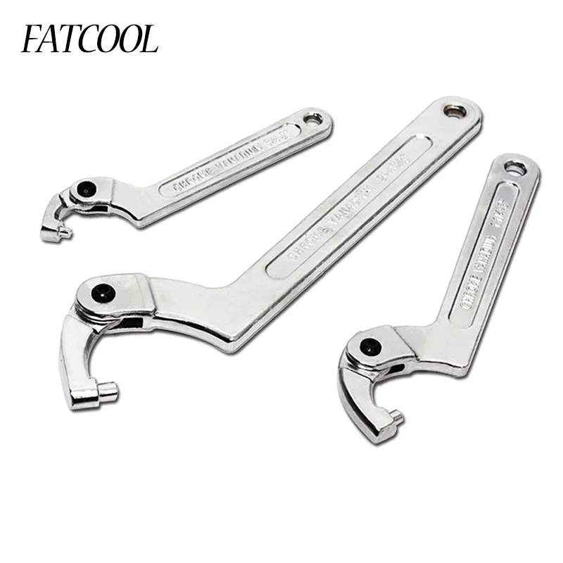

19-51/32-76/51-120mm 1 PCS Adjustable Wrench Hook Spanner Square/Round Head CR-V Spanner Key for Round Bolt Hand Tools