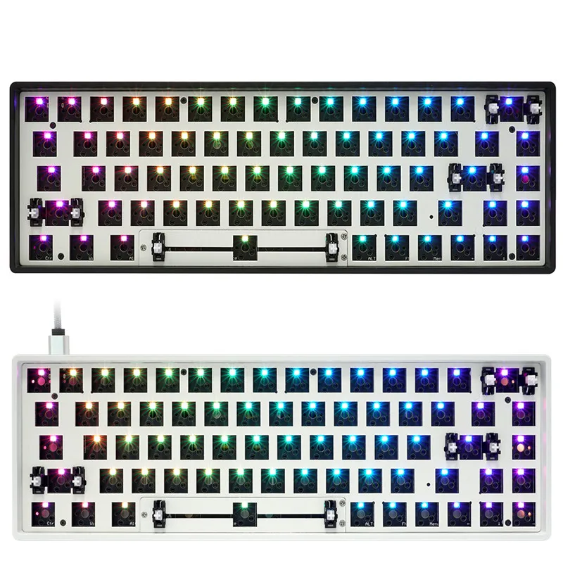 

GK68 Горячая замена 60% RGB SMD bluetooth-совместимая Двухрежимная печатная плата Монтажная пластина чехол DIY клавиатура индивидуальный комплект