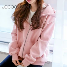 Женские толстовки с молнией Jocoo Jolee свободные однотонные куртки в
