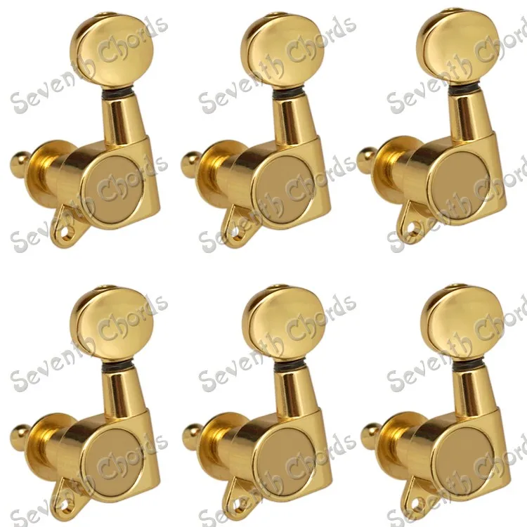 A Set 6L Gold Inline Sealed-gear Guitar Tuning Pegs keys Tuners Machine Heads for FD ST Electric Guitar (XAS-GD-6Lsd d)
