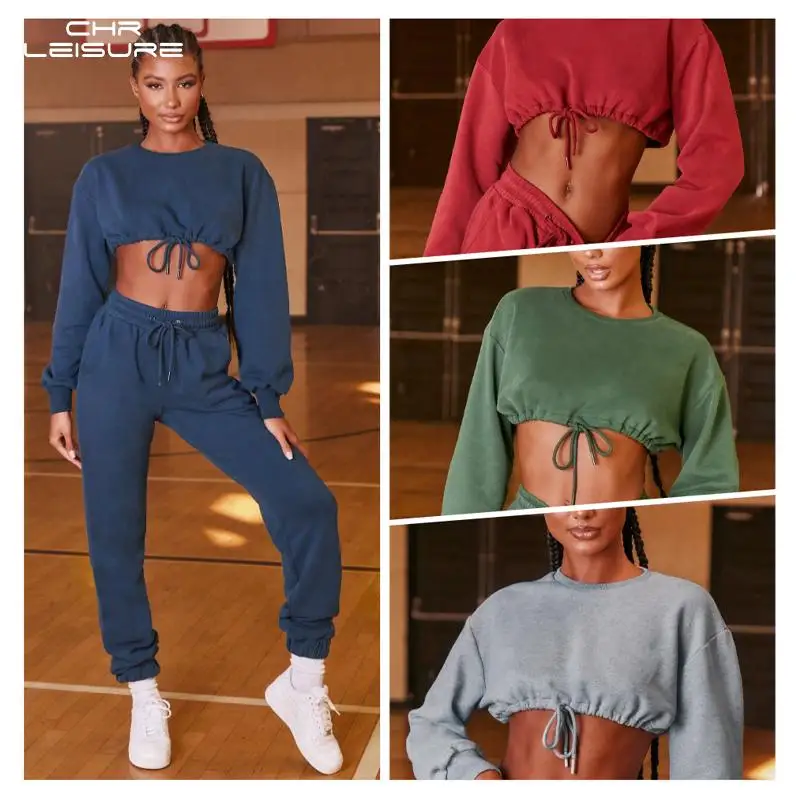 

Женский костюм CHRLEISURE из двух предметов с длинными рукавами и круглым вырезом, свободного покроя