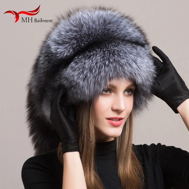 2021 Winter New Fashion Earmuff Hats Real Authentic Natural Fox Fur Princess Hat Mongolian Hat Russian Outdoor Ladies Warm Hat