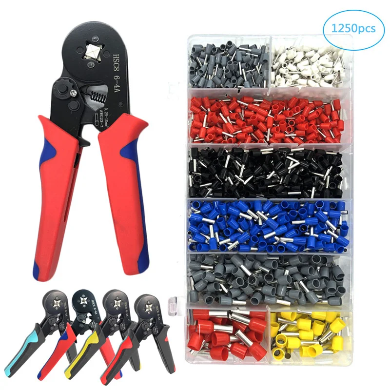 

Ferrule Crimping Tool Kit, Hexagonal sawtooth Self-adjustable Ratchet Wire Terminals Crimper Kit with 1900pcs Wire Terminals